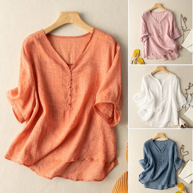 Ishini | V-Neck Half Sleeve Loose Fit Blouse