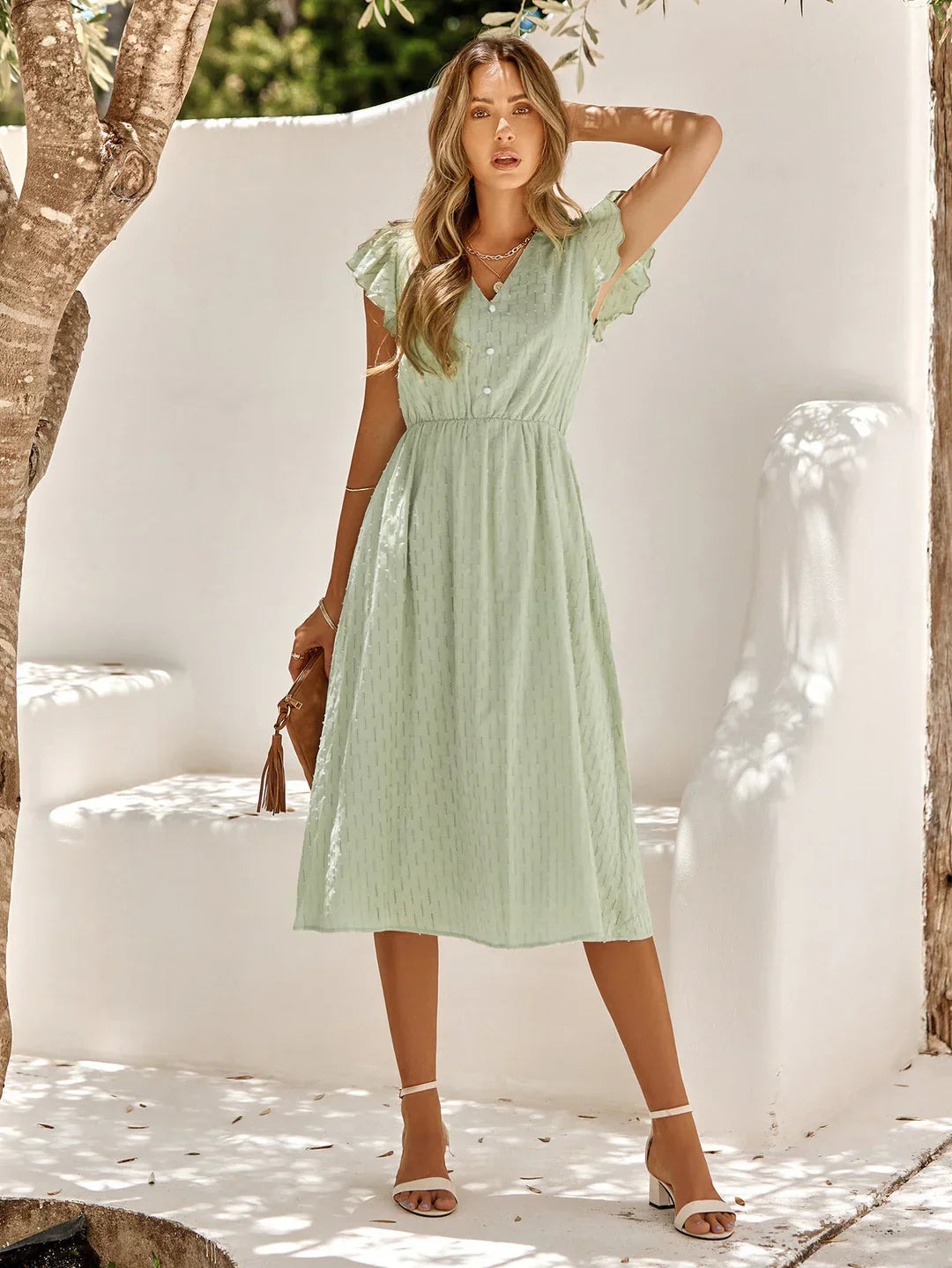 Iskaris – Elegant Cotton Dress with Flowy Sleeves