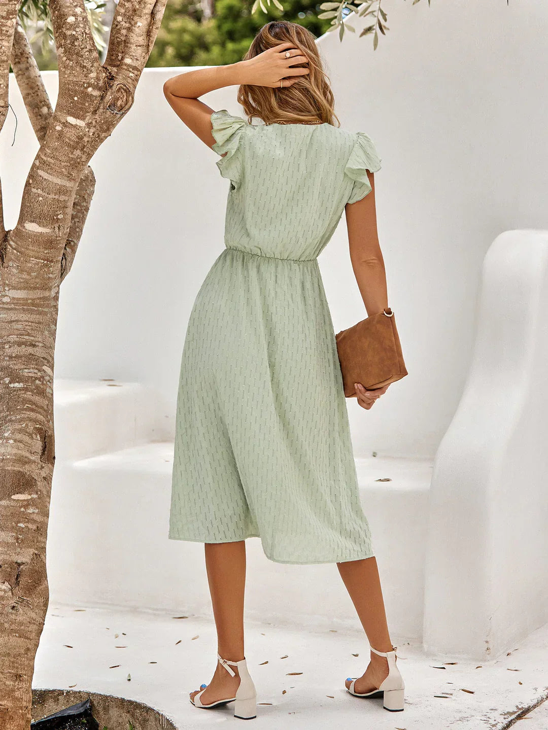 Iskaris – Elegant Cotton Dress with Flowy Sleeves