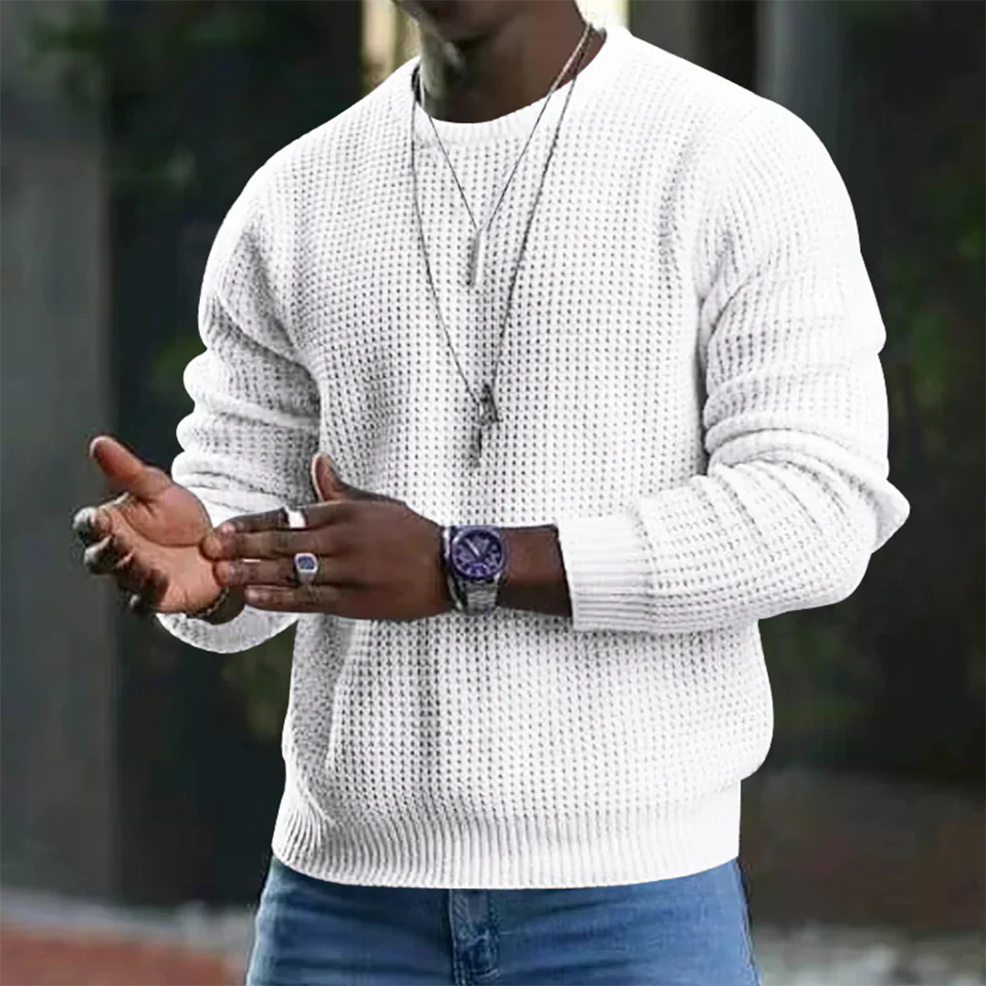 Comfortable Waffle Knit Sweater for Men