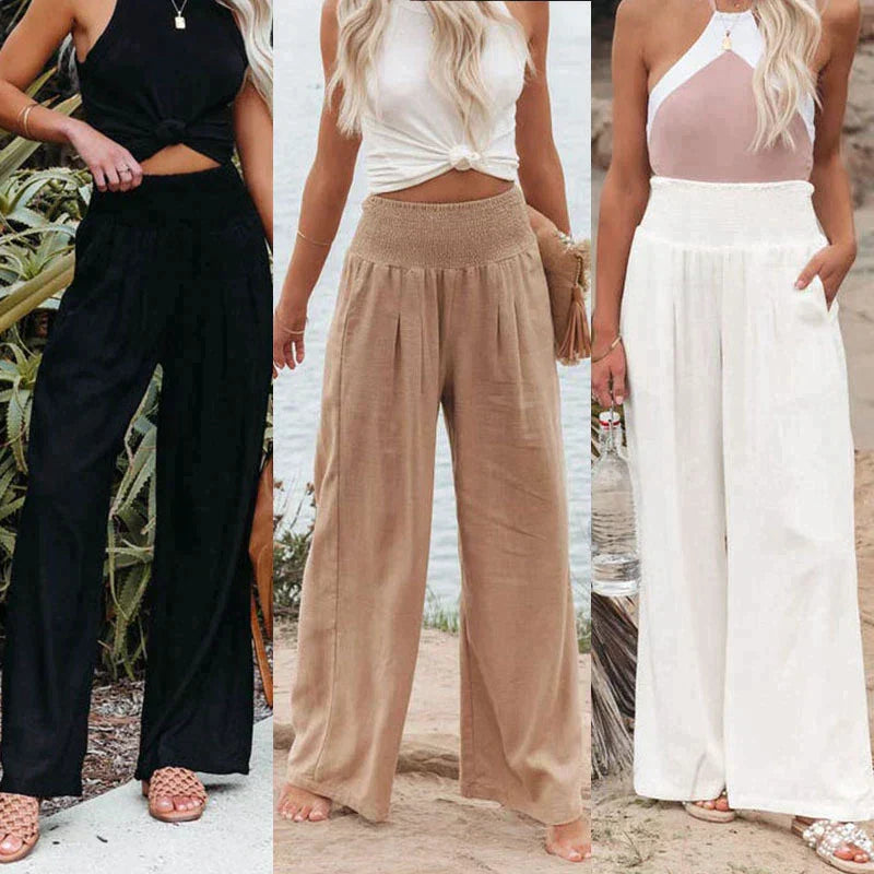 Callie - Oversized summer pants with elastic waist
