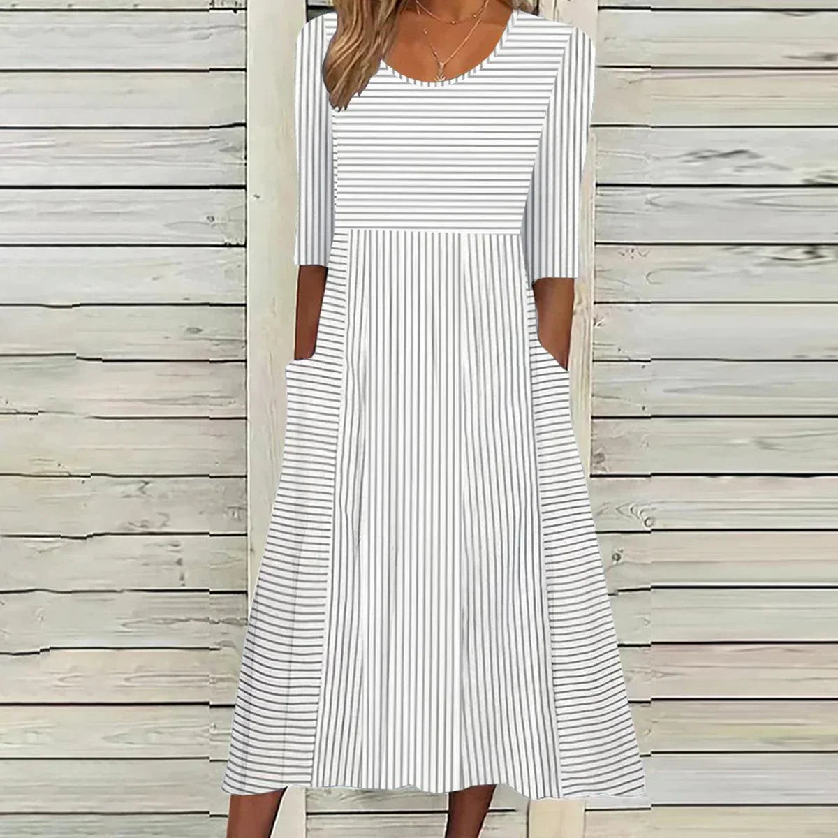 Isabella – Striped Midi Dress for Women