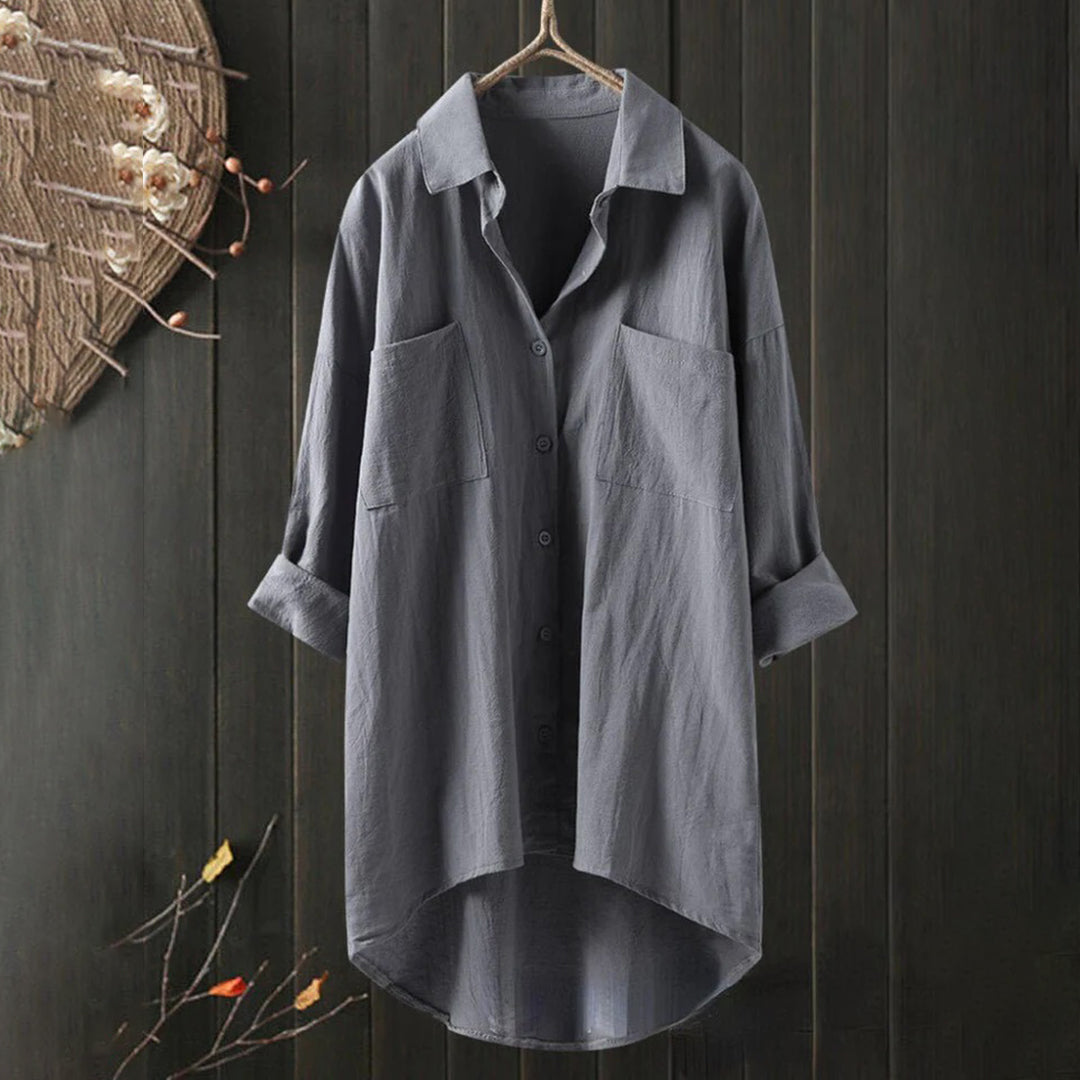 Kristina | - Women's casual long sleeve polo collar blouse