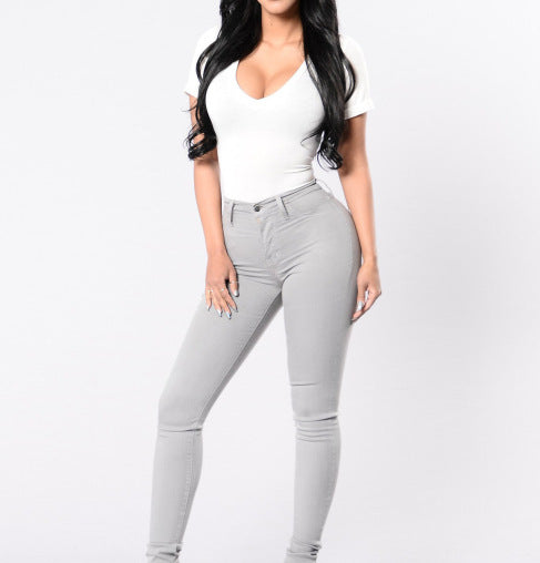 Adeline - Casual high waist elastic jeans