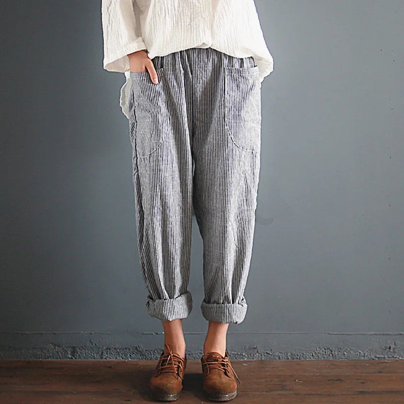 Imperia - Oversized cotton linen trousers