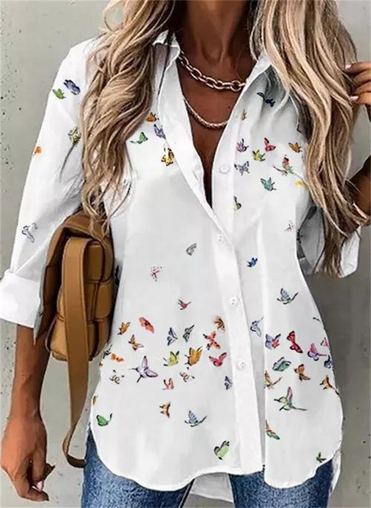 Blouse with butterfly print for Spring 2025