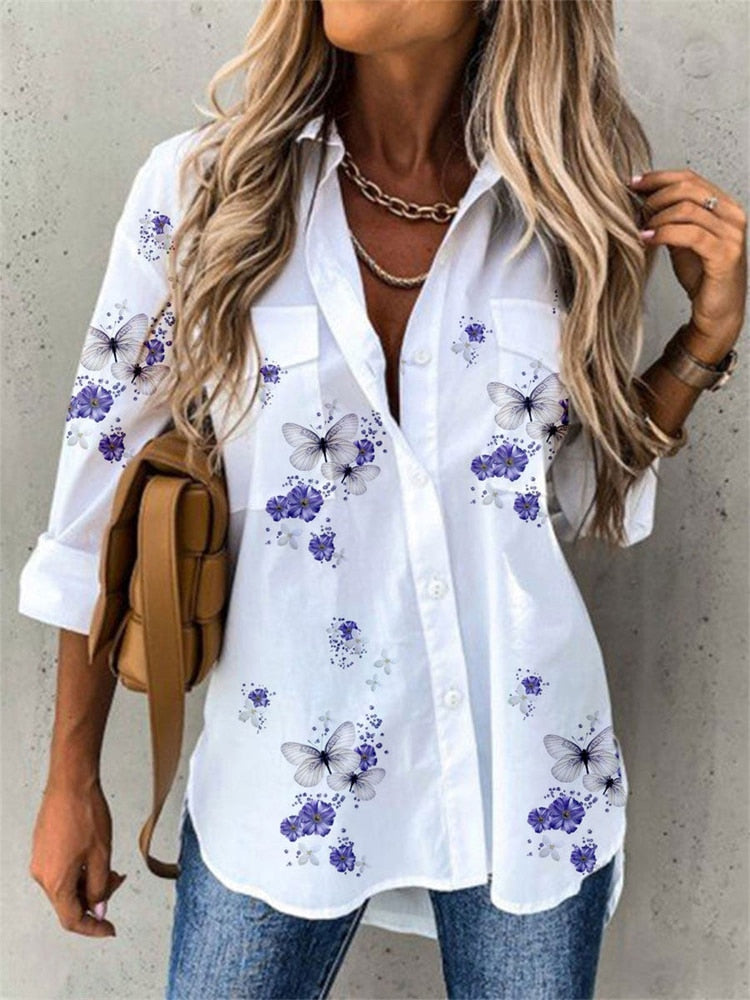 Blouse with butterfly print for Spring 2025
