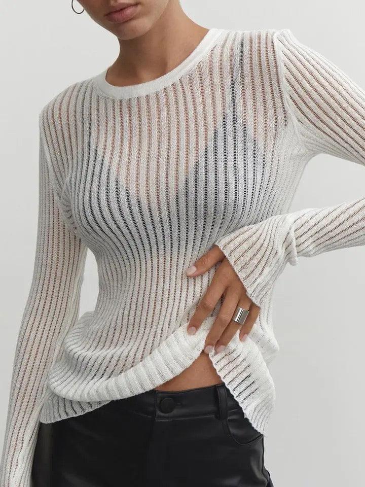 Emma - Elegant striped sheer top