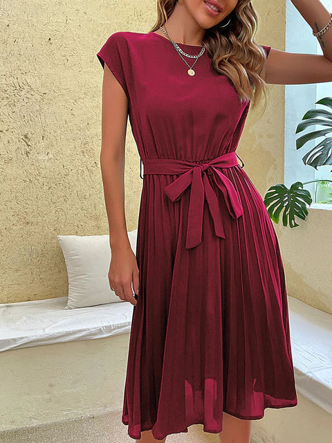 Claire - Short-sleeved pleated casual mini dress for Summer 2023