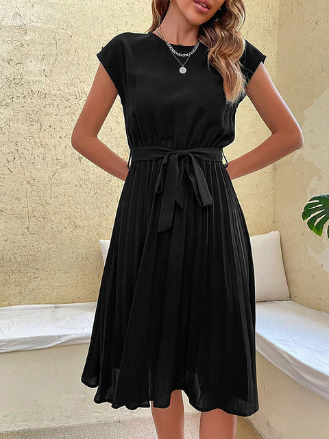 Claire - Short-sleeved pleated casual mini dress for Summer 2023