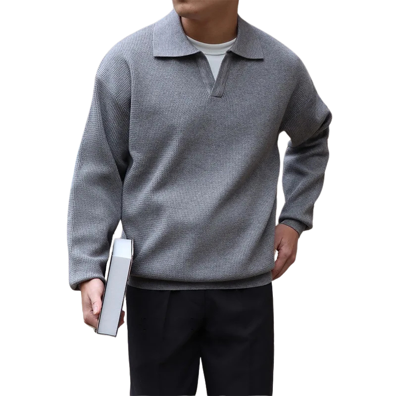 GentleKnit - Men's Long-Sleeve Polo Sweatshirt
