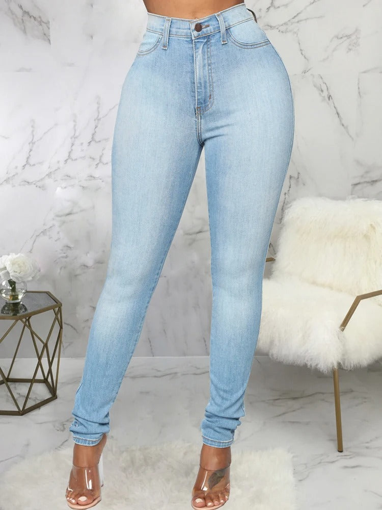 Adeline - Casual high waist elastic jeans