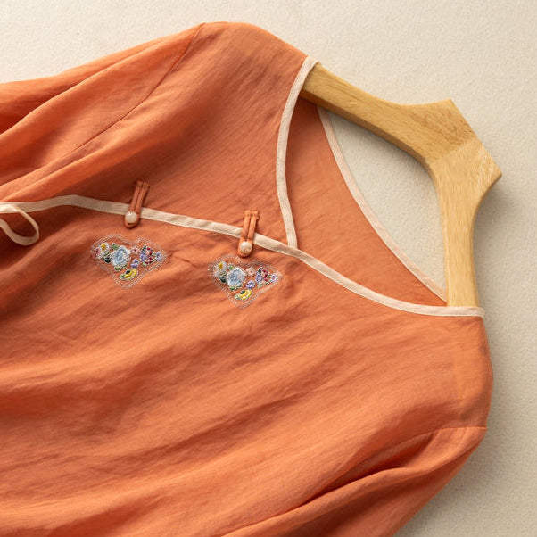 Sudeepa | Embroidered Short Sleeve Loose Blouse