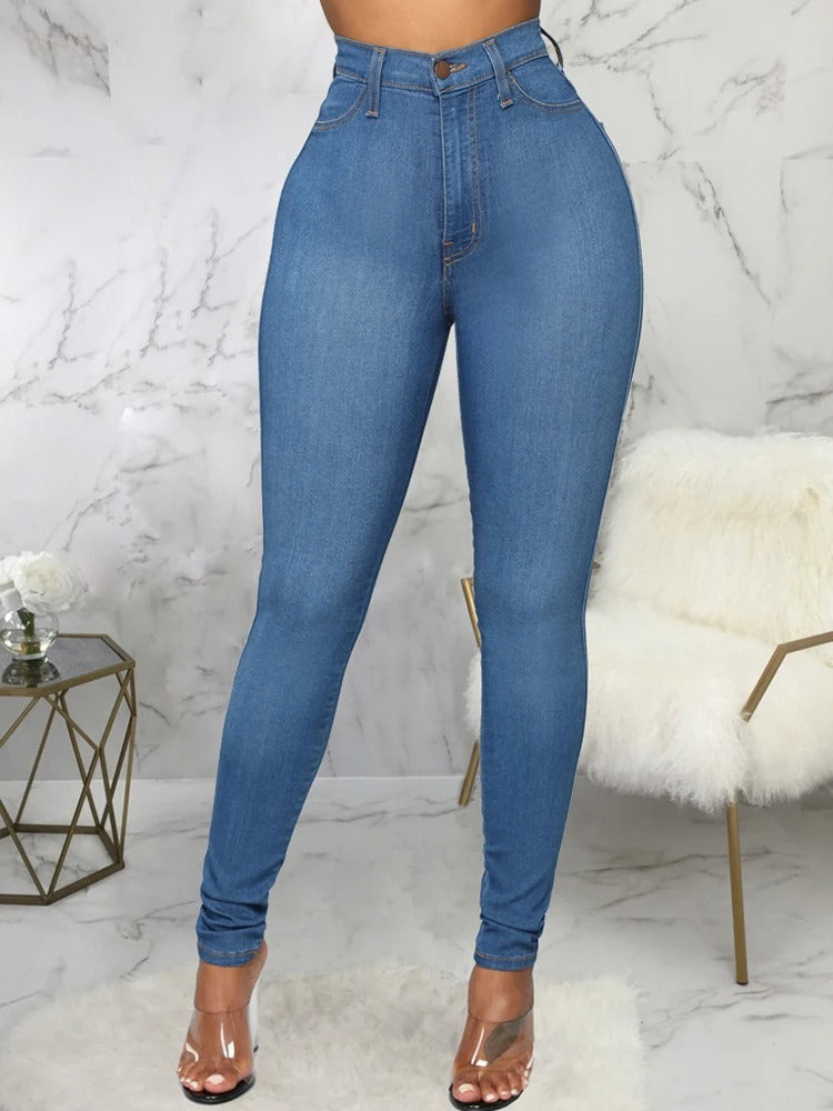 Adeline - Casual high waist elastic jeans