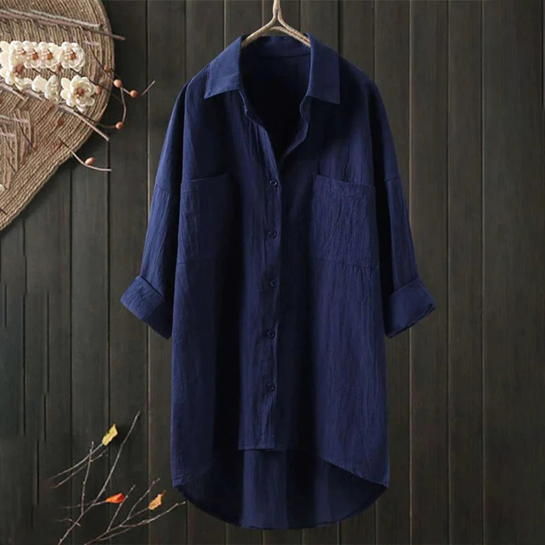Kristina | - Women's casual long sleeve polo collar blouse