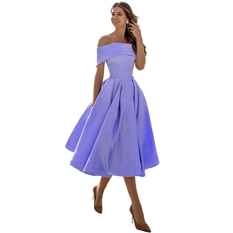 Relaxed satin evening gown for women - Caelynae