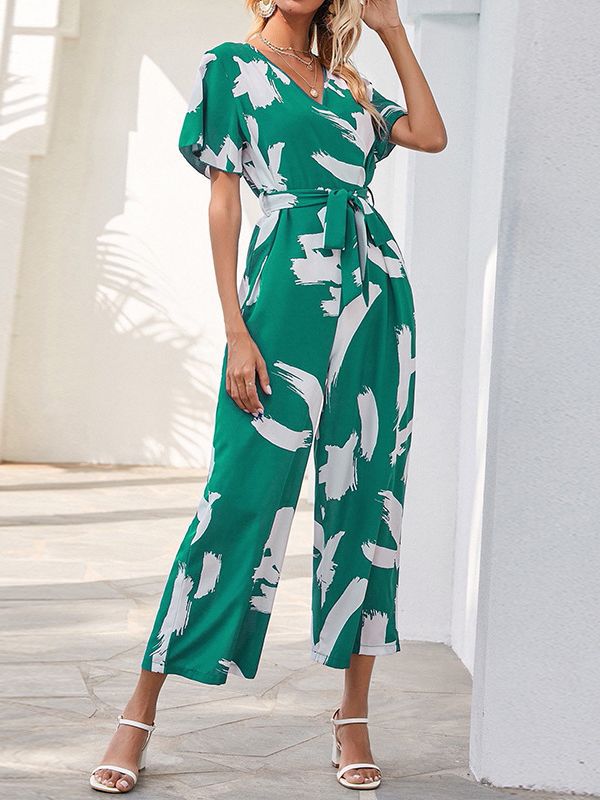 Olive - Elegant chiffon style jumpsuit with wide legs