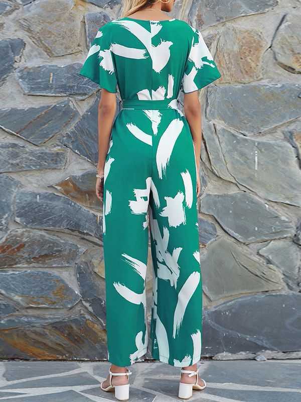 Olive - Elegant chiffon style jumpsuit with wide legs