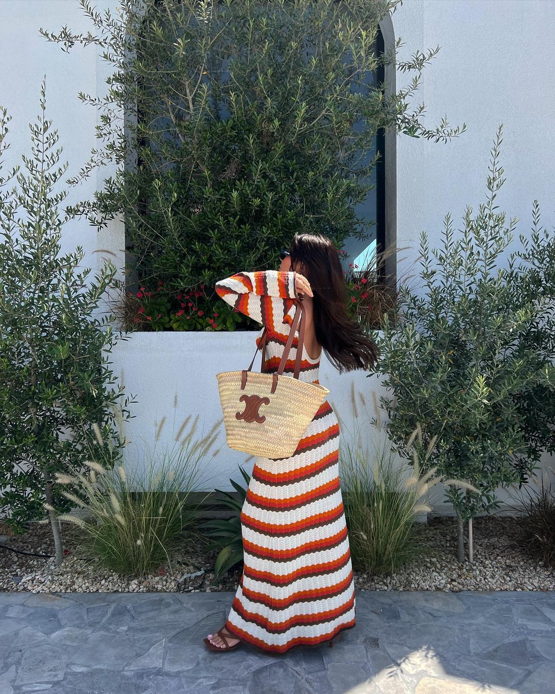 Eva - Knitted Striped Backless Maxi Dress