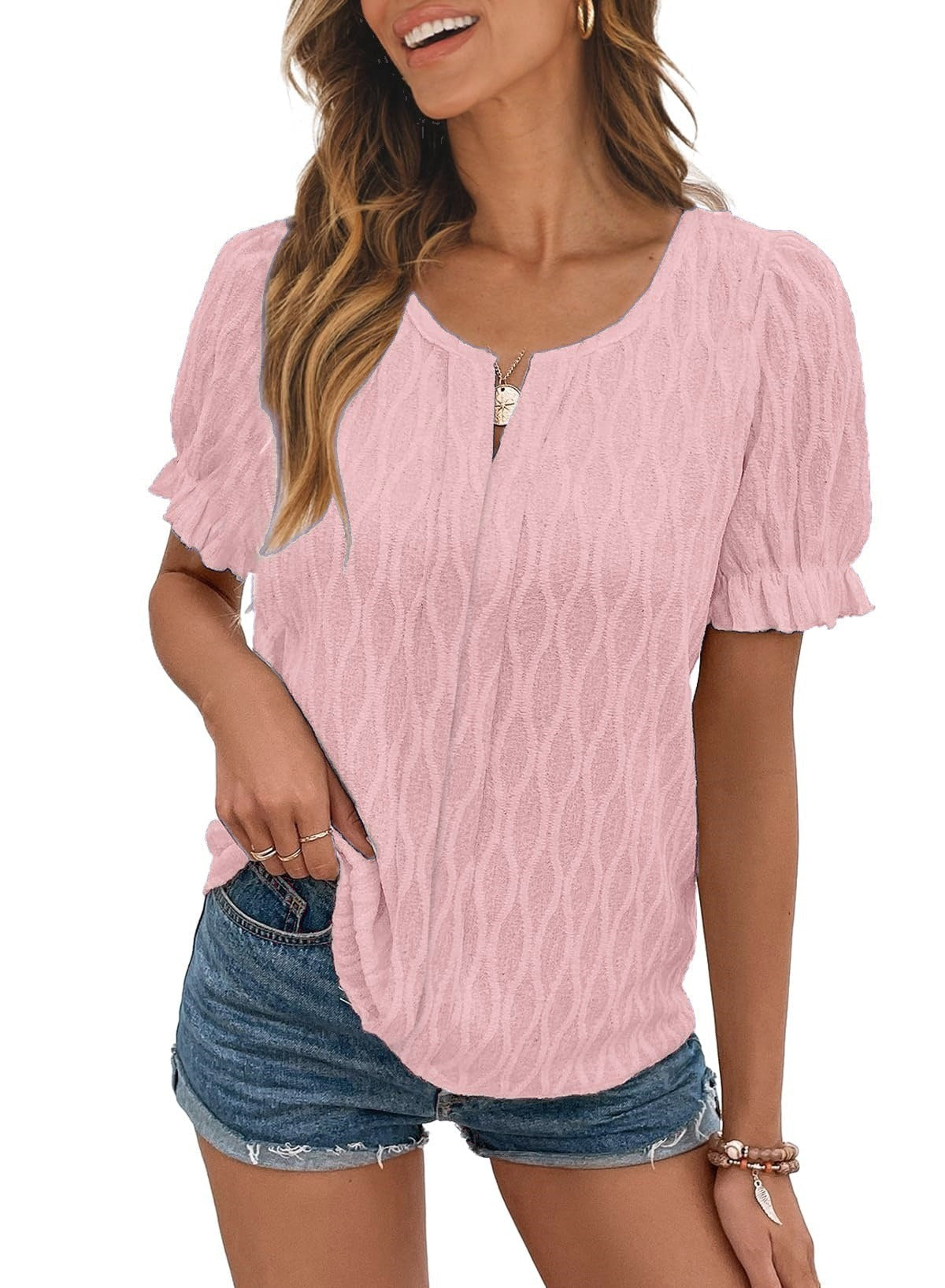 Lighty & Stylish Women's Puffy Sleeve Shirt with Lace Detail – Noemi