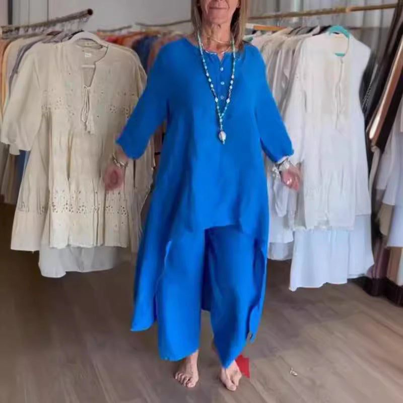 Small - Plain linen leisure suit for women