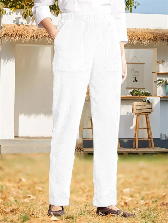 Marion - Plain corduroy trousers for women