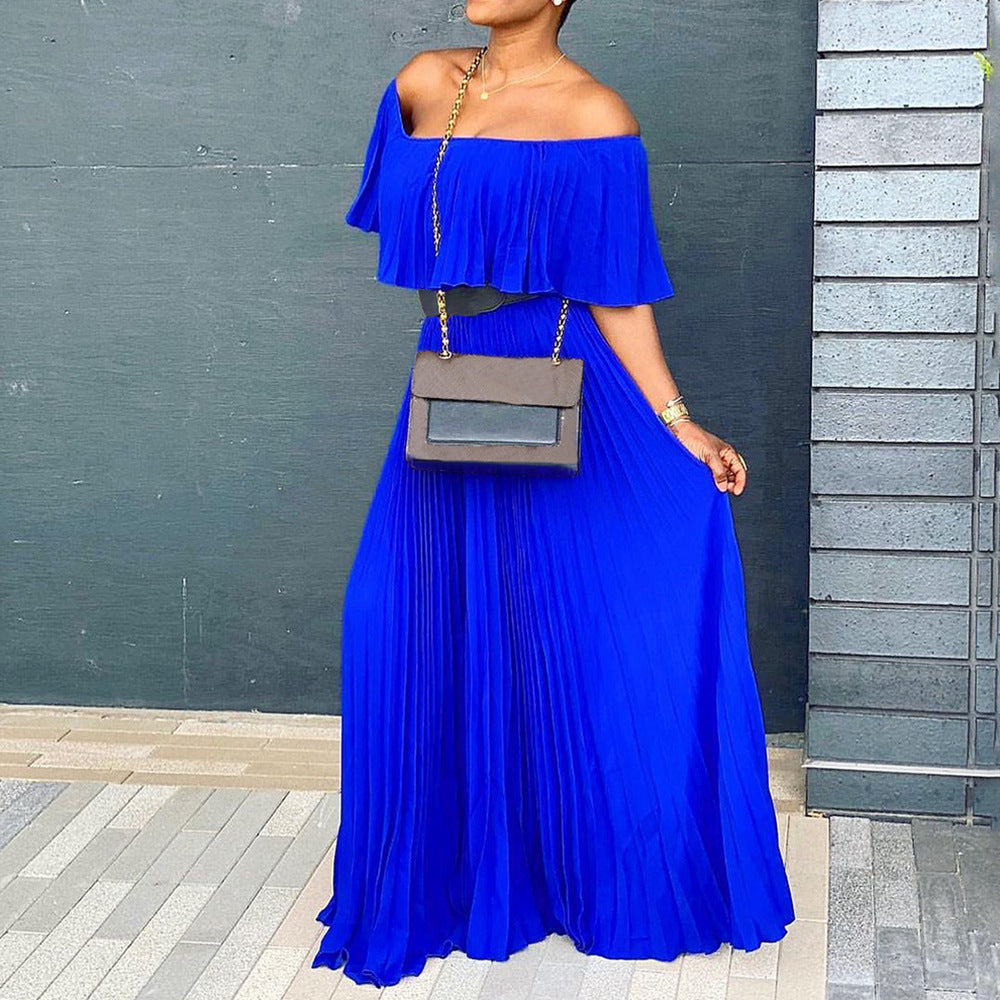 Crisanta - Sexy Off-the-Shoulder Pleated Dress