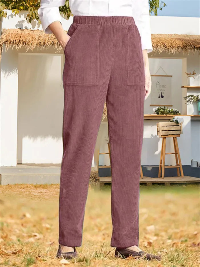 Marion - Plain corduroy trousers for women