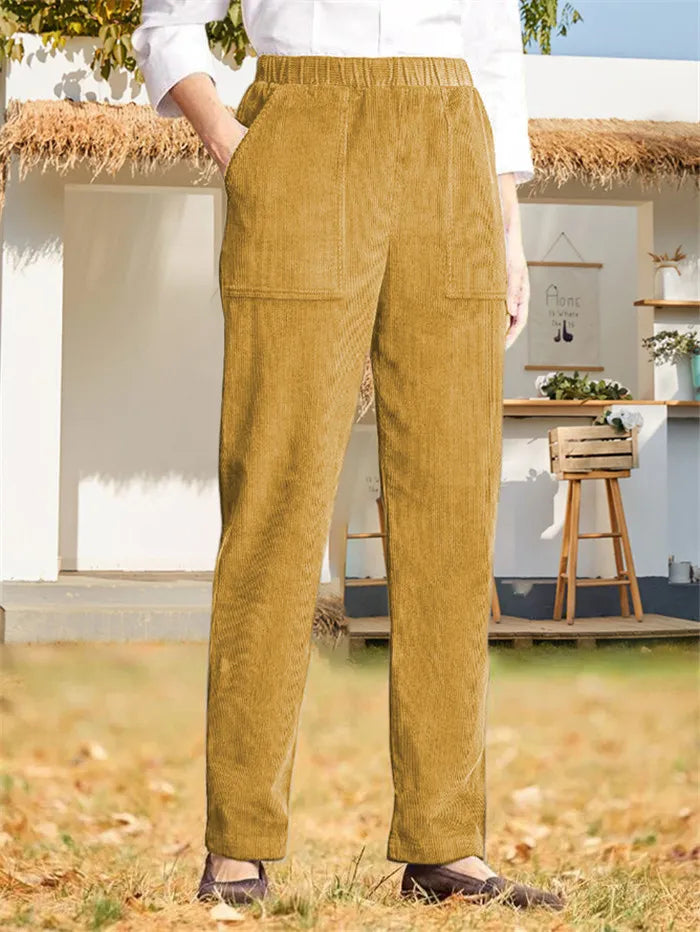 Marion - Plain corduroy trousers for women