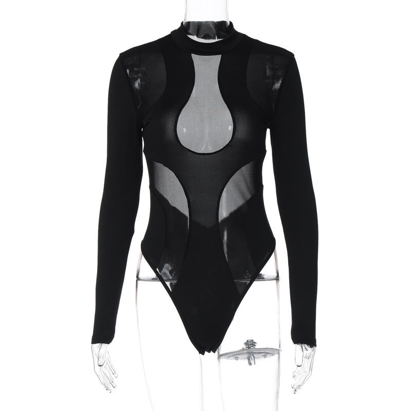 Trendy women's bodysuit with cut-outs and mesh inserts – Nayeli