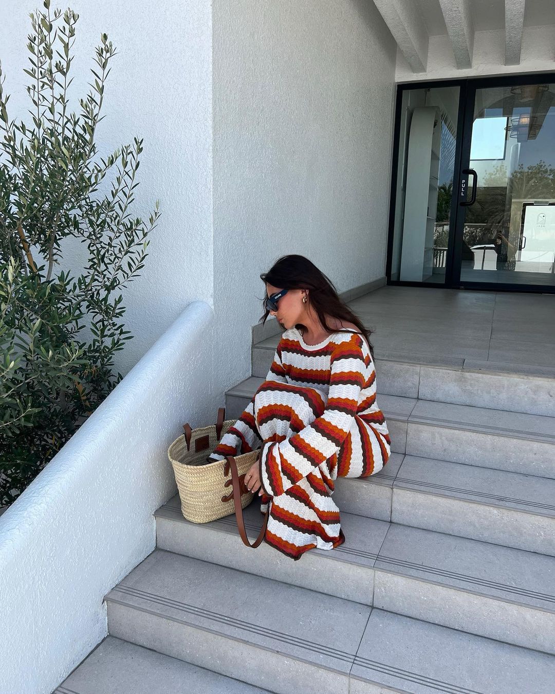 Eva - Knitted Striped Backless Maxi Dress