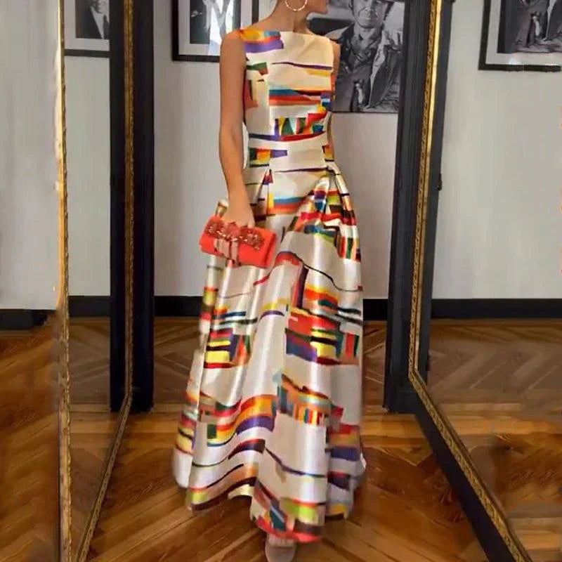 Hannah – Stylish Sleeveless Maxi Dress with Print