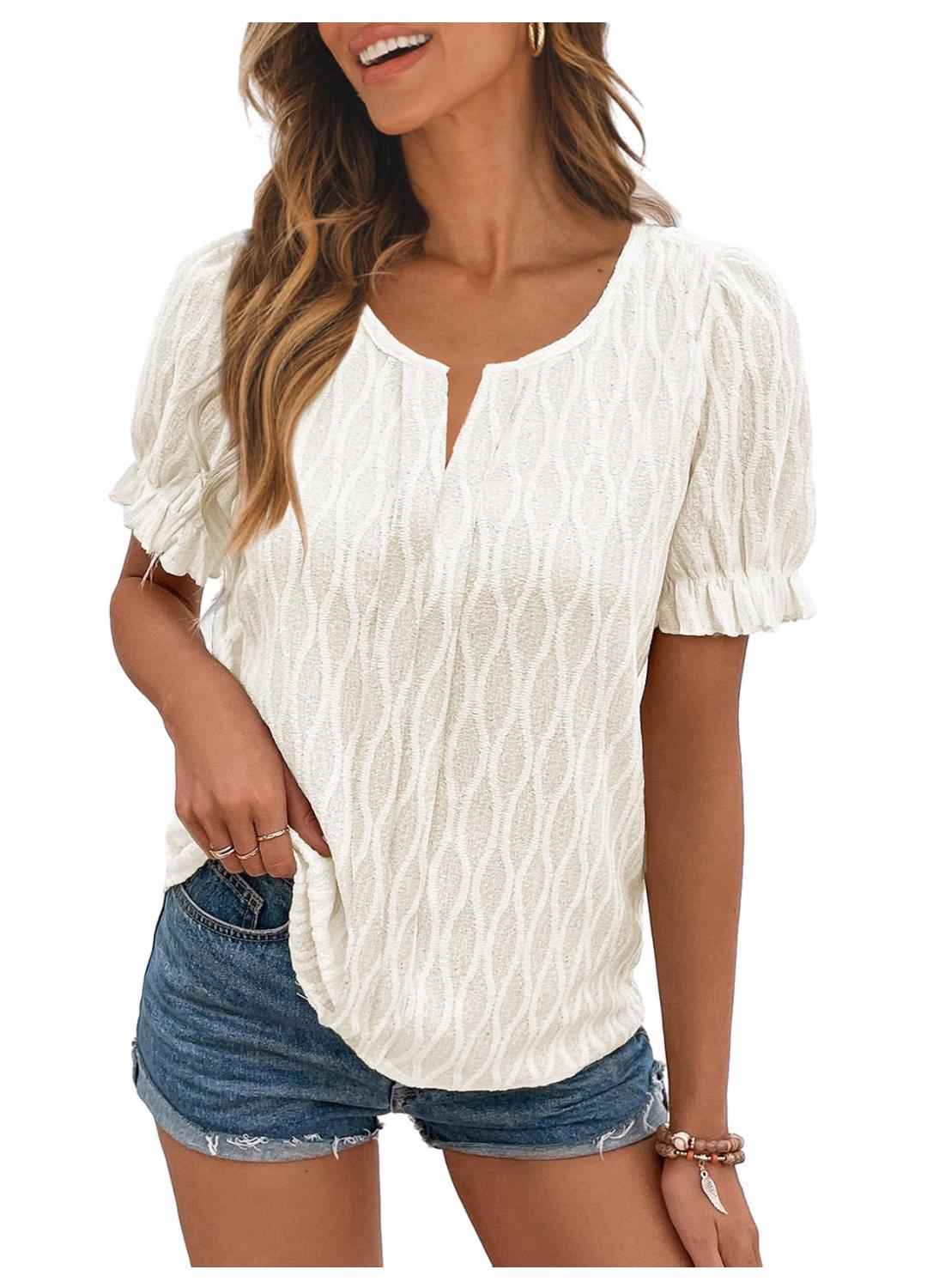 Lighty & Stylish Women's Puffy Sleeve Shirt with Lace Detail – Noemi