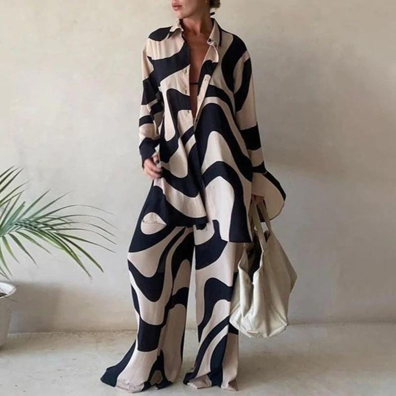 Jamie - Set of loose blouses with long sleeves and matching wide trousers