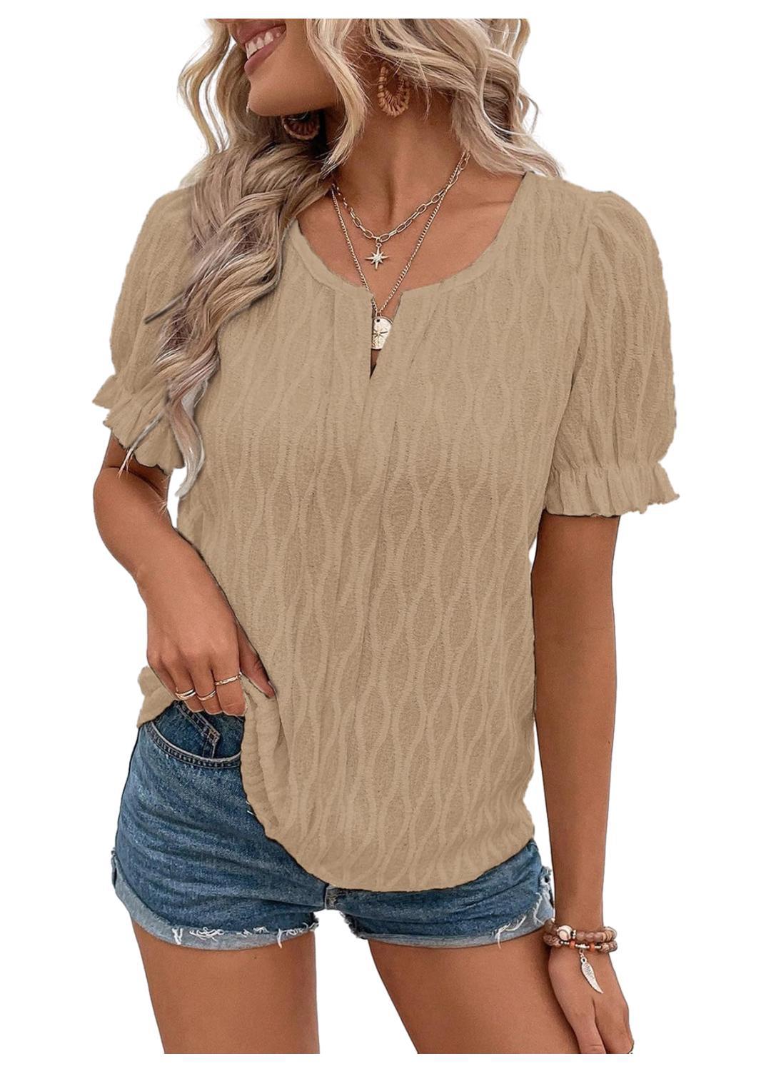 Lighty & Stylish Women's Puffy Sleeve Shirt with Lace Detail – Noemi