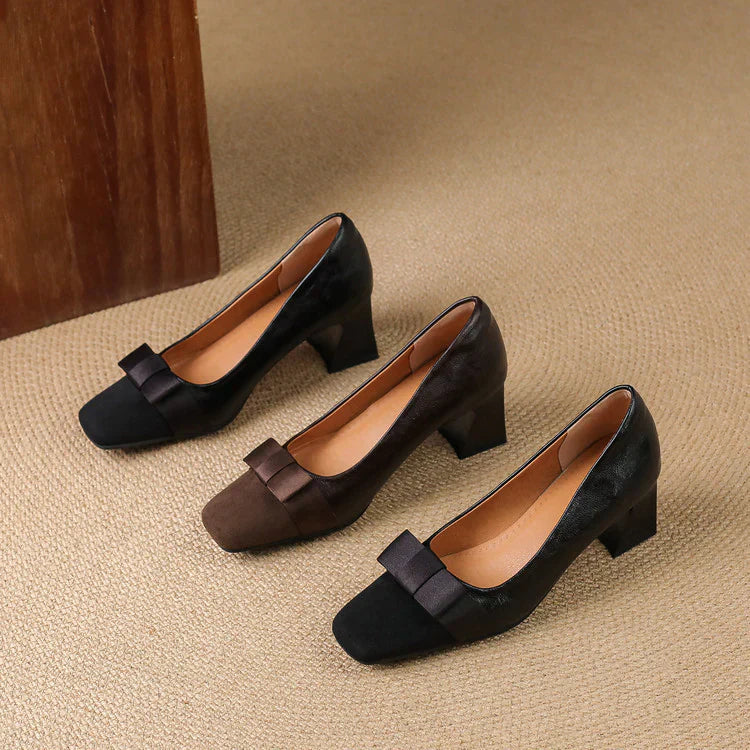 TATUM | BOW DETAIL BLOCK HEELS