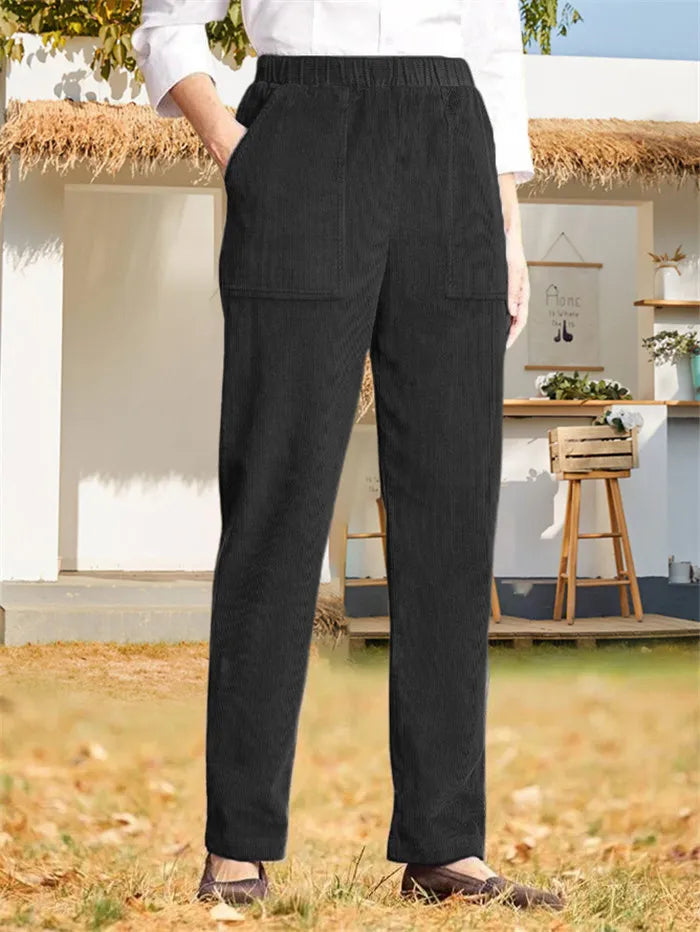 Marion - Plain corduroy trousers for women
