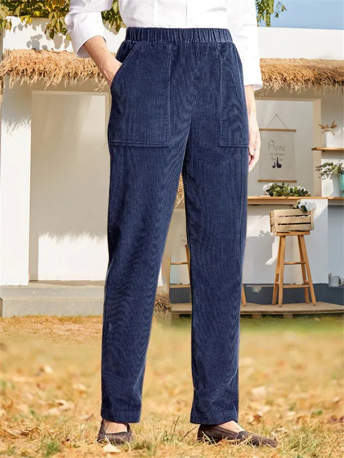 Marion - Plain corduroy trousers for women