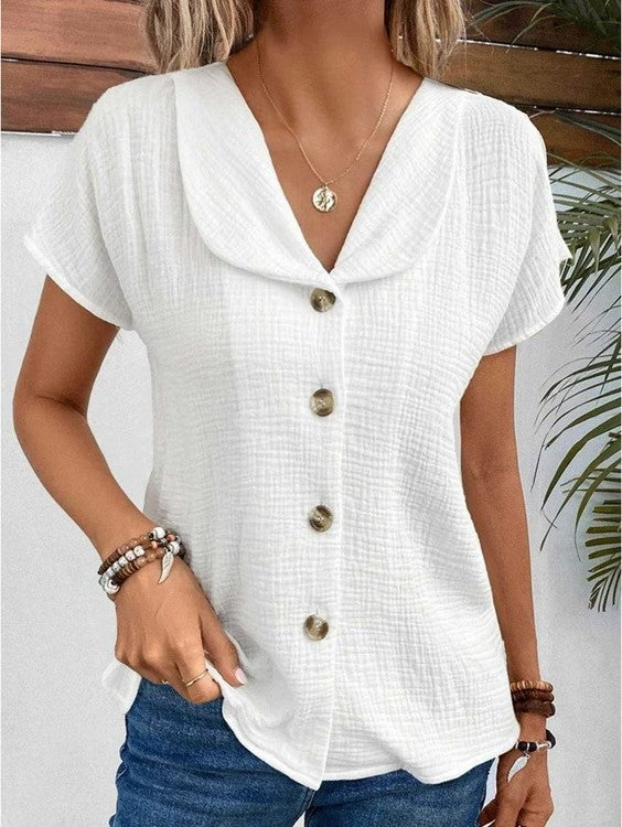 Alexandra - Buttoned Collar Top
