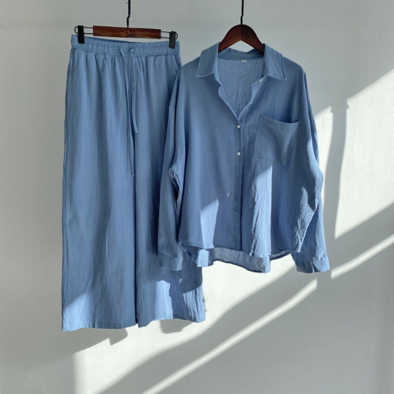Andrada - High Waist Cotton Linen Shirt and Pants