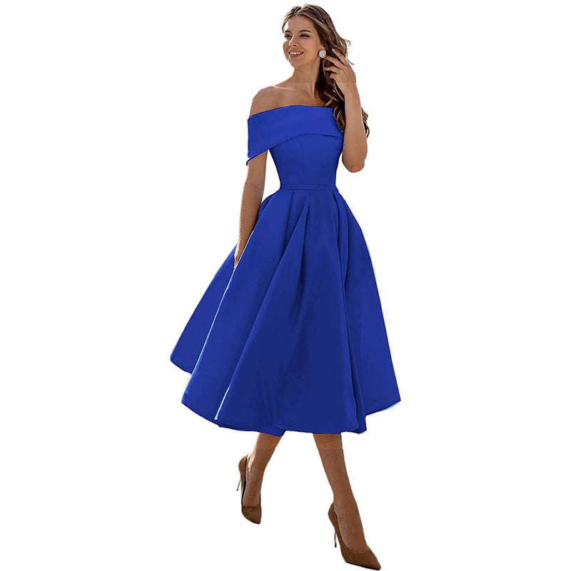Relaxed satin evening gown for women - Caelynae