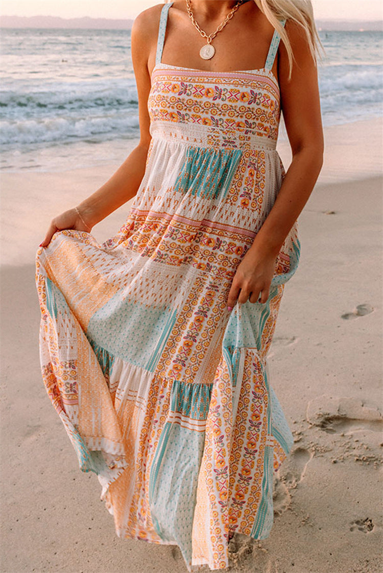 Melindi - Multicolored summer dress with bohemian print
