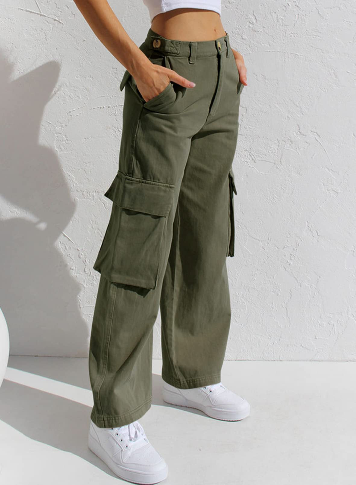 Trendy High Waist Cargo Jeans for Women