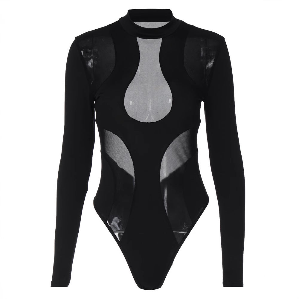 Trendy women's bodysuit with cut-outs and mesh inserts – Nayeli