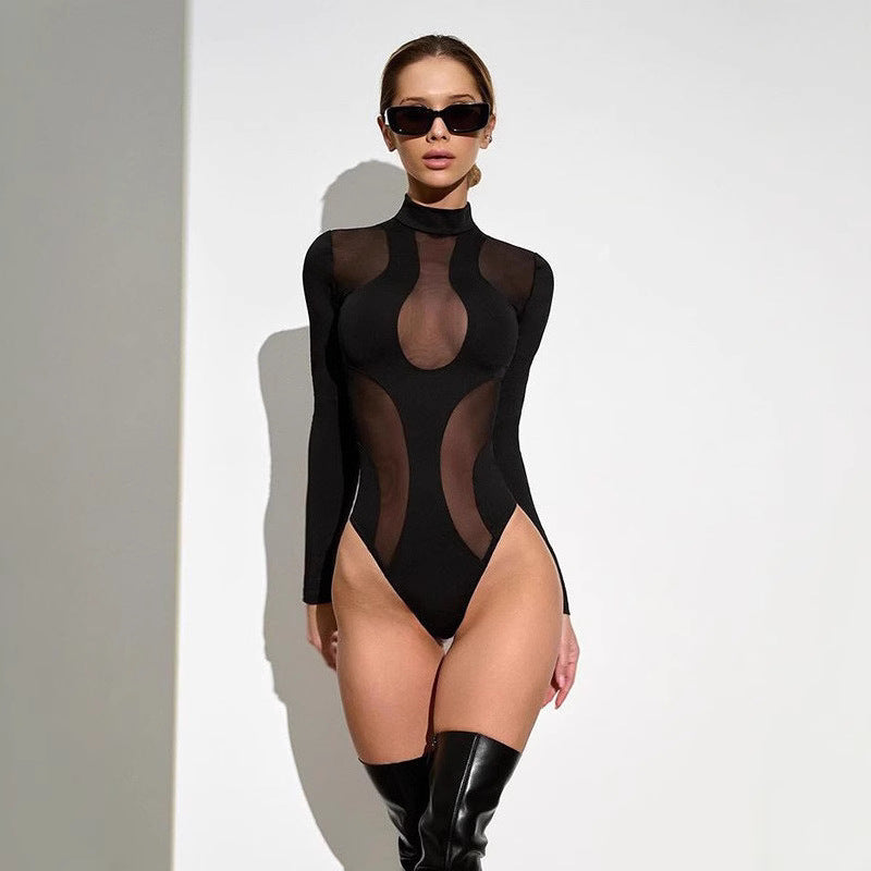 Trendy women's bodysuit with cut-outs and mesh inserts – Nayeli