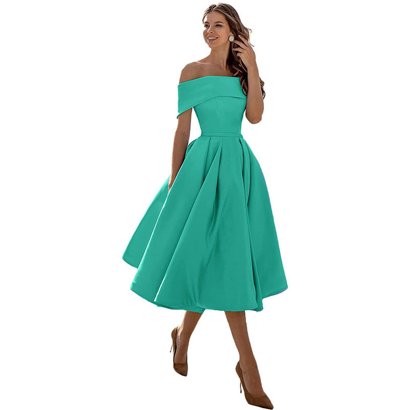 Relaxed satin evening gown for women - Caelynae