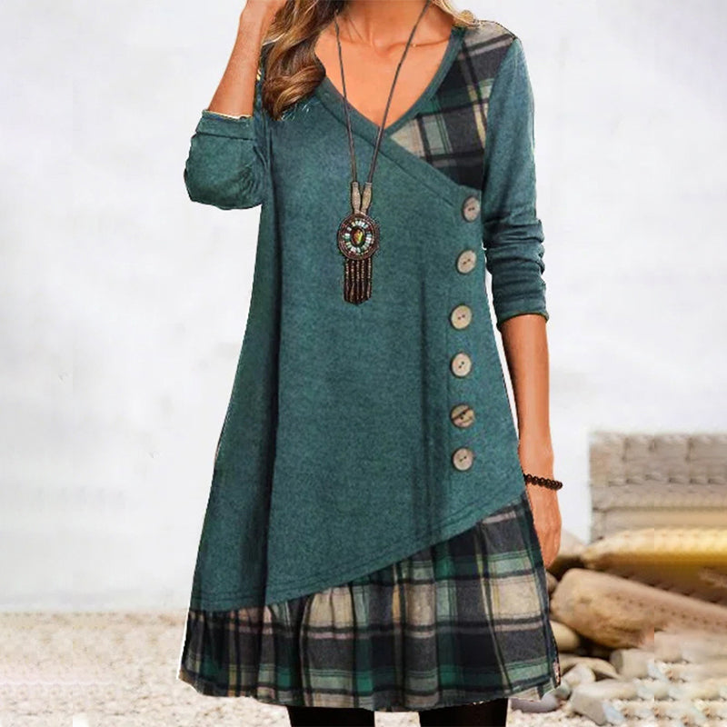 Lillie - Checked dress with long sleeves