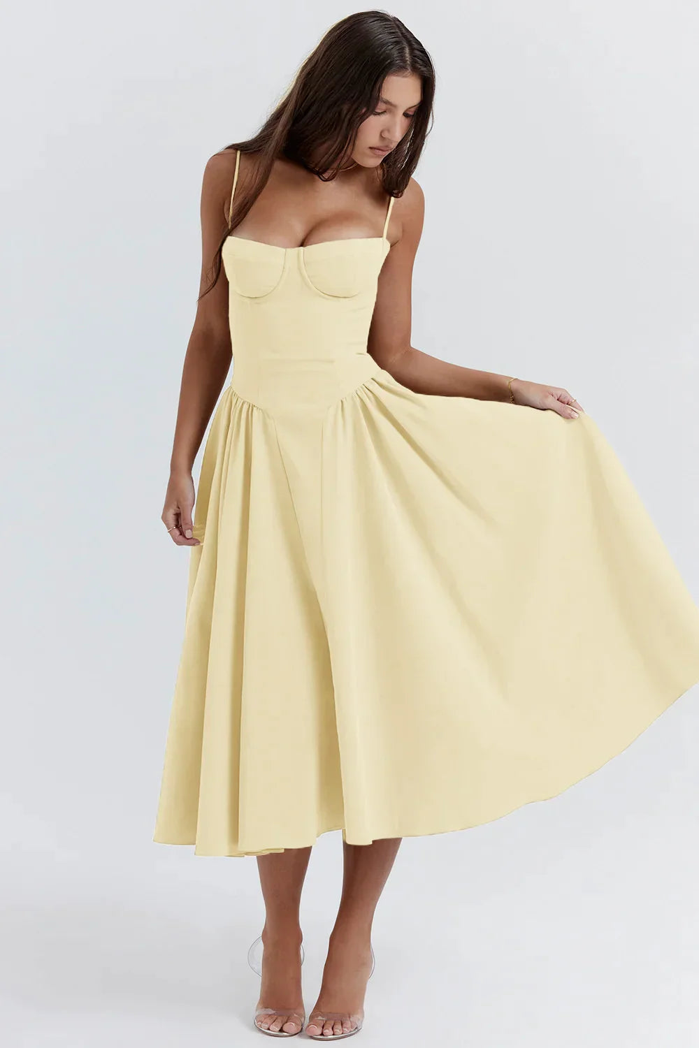 Dahlia - Elegant pleated strapless dress