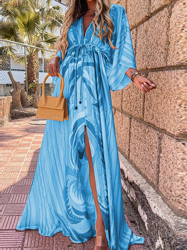 Eula -Elegant printed beach dress