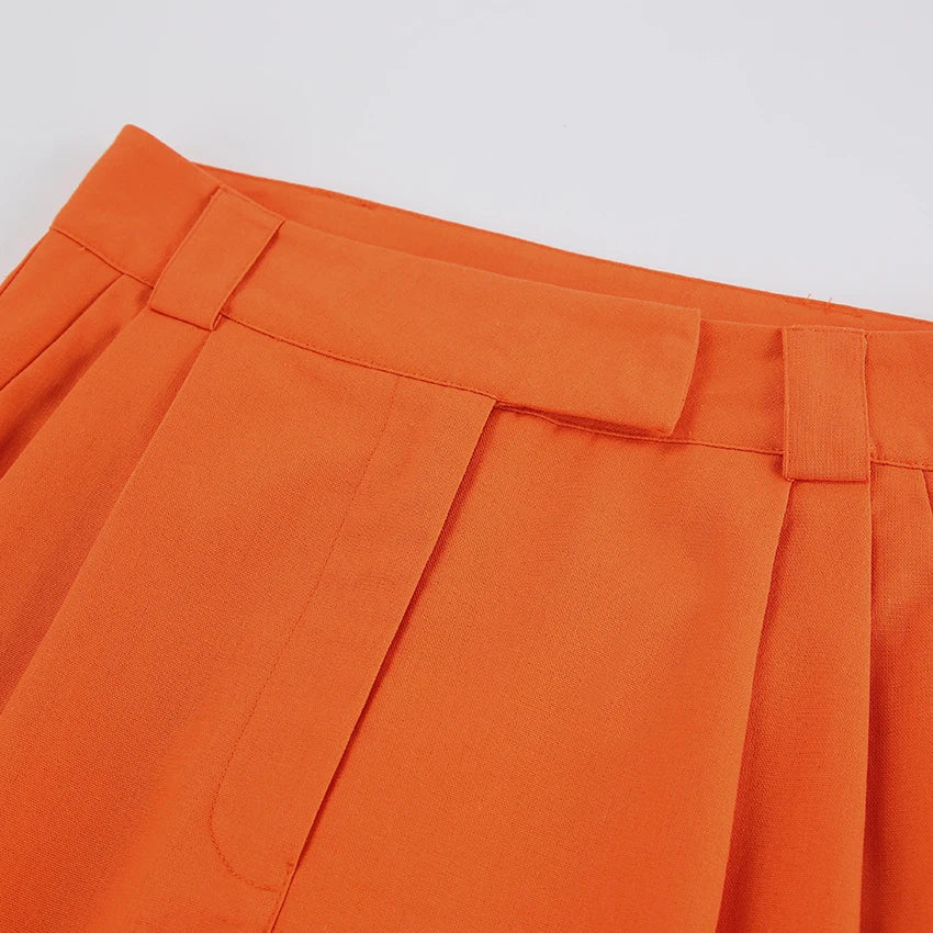 Evelien | Orange linen women's trousers